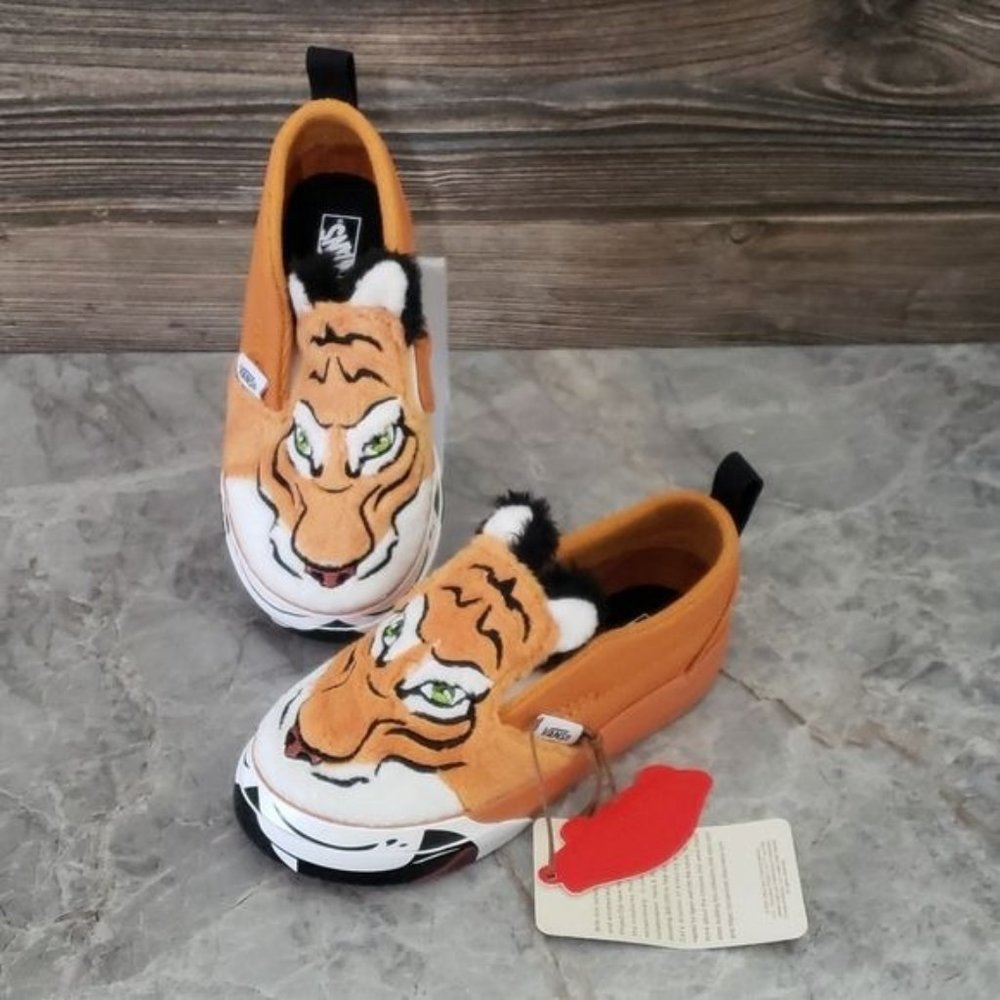 New Vans Slip On Velcro Tiger Discover Cats Project Toddler Baby Sneakers